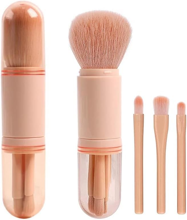 4-piece makeup brush set, the trend of 2025. A must-have in your bag. Bridal makeup brush. (pcs1.Palo pink)