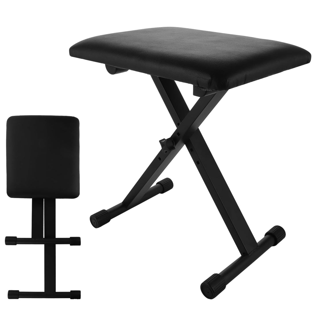 ASelected Keyboard Stool Piano Bench X-Style Padded Folding Piano Bench Adjustable Height With High-Density Sponges Non-Skid Design(Black)