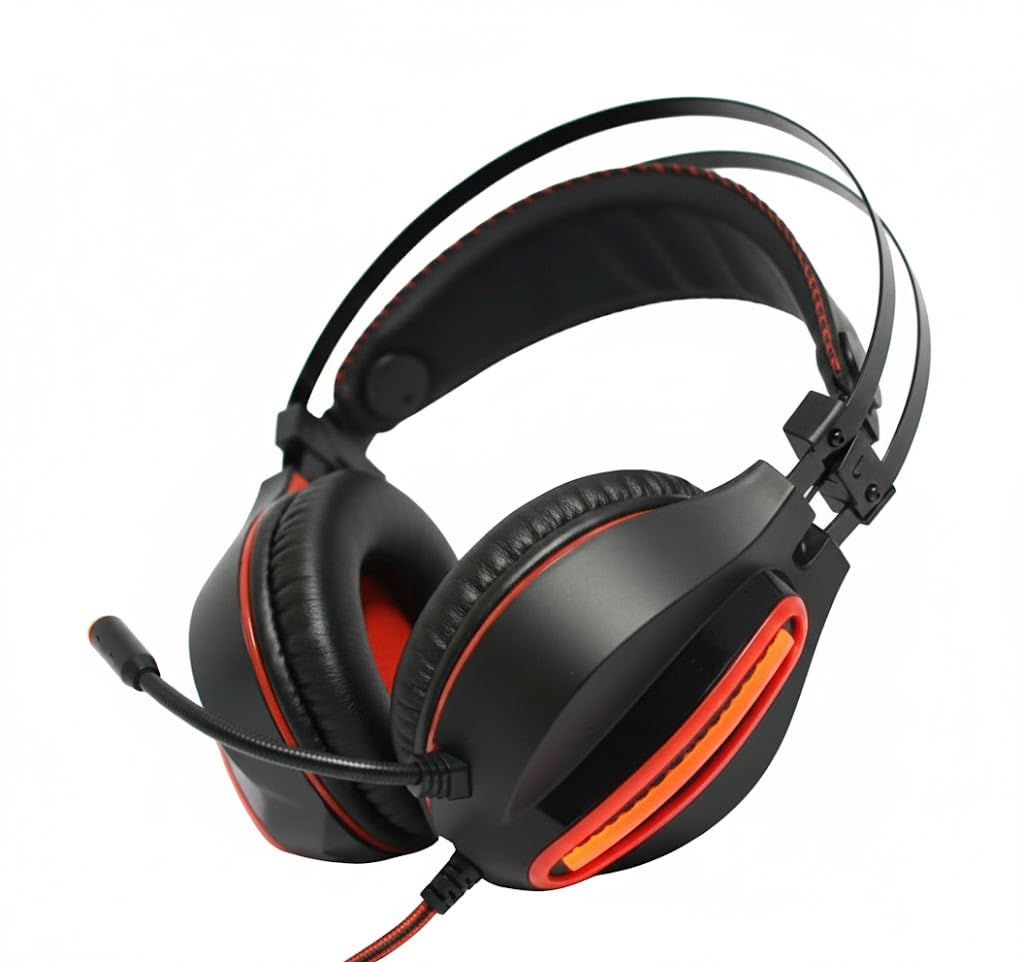 Ovleng GT62 Gaming Headset with Noise Cancelling Microphone,3D Stereo Surround Sound, Volume Control, Compatible with PC, Mac & Consoles - Black Red