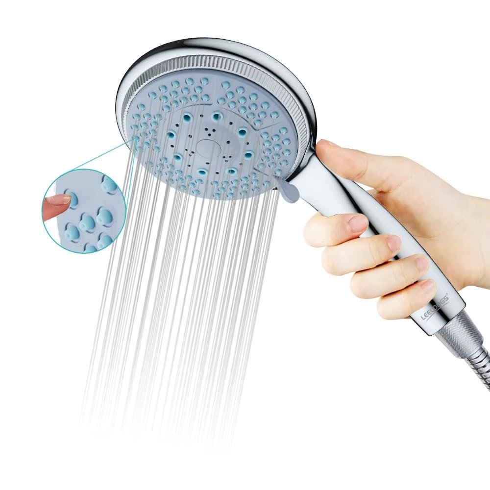 Bathroom Shower Head Set – Luxury and Modern Design for an Unparalleled Shower Experience (Shower Head with Hose and Holder (Round), Silver)