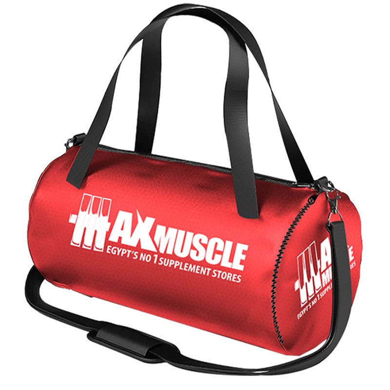 Max Muscle | Bag with Shoes Compartment | Polyester | Gym Bag | Duffel Bag | Travel | Exercise | Zipper Closure | Premium Quality | Multiway handles | Separated Shoe Compartment | Red