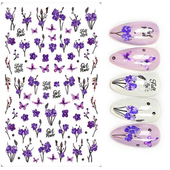 Modern 5D Nail Sticker - 3D Nail Art Design - Attractive Look in Minutes - High Quality Sticker Compatible with Nail Polish and Gel (H)