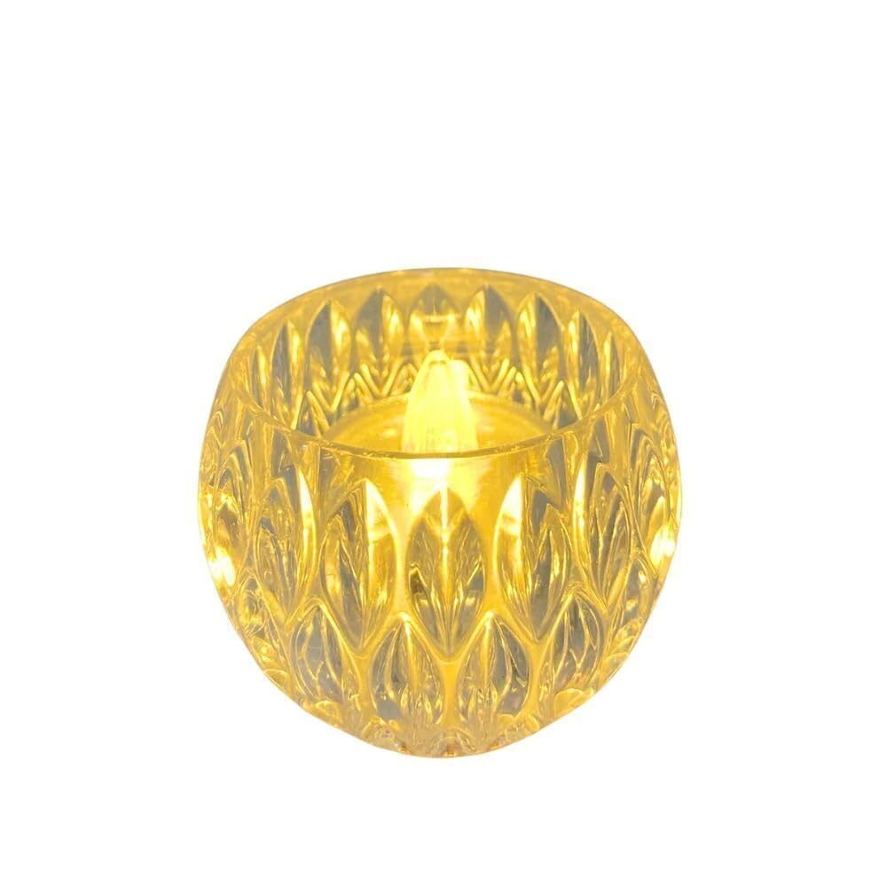 Luxury Crystal Flower Decorative LED Candle – Warm Lighting That Simulates Candlelight – Made of High Quality Durable Plastic – Safe with No Flame or Heat – Perfect for Home Decor (3, ليد كريستال)