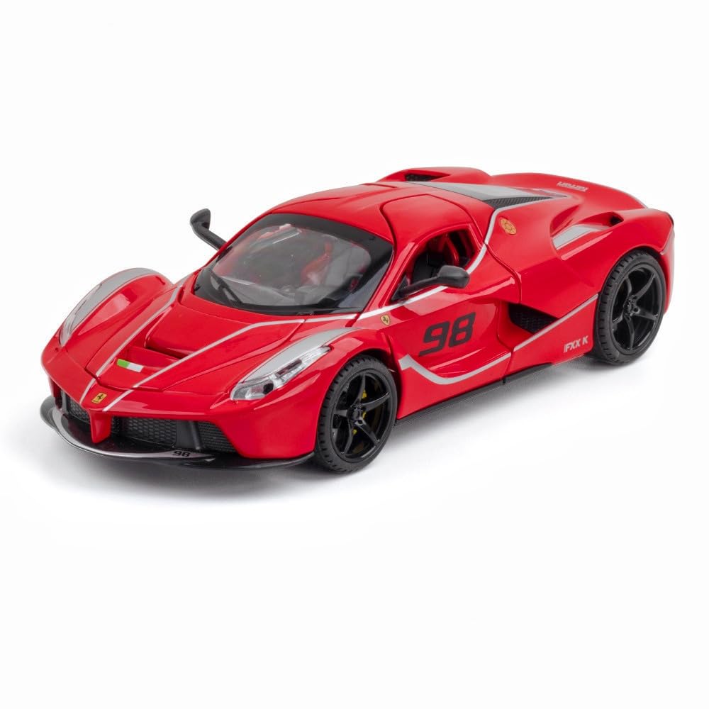 KIDSZONE Die-Cast Model Car –1:24 Scale Premium Collectible Toy Vehicle with Opening Doors, Detailed Interior, Pull-Back Action & Metal Body (Ferrarii Red)