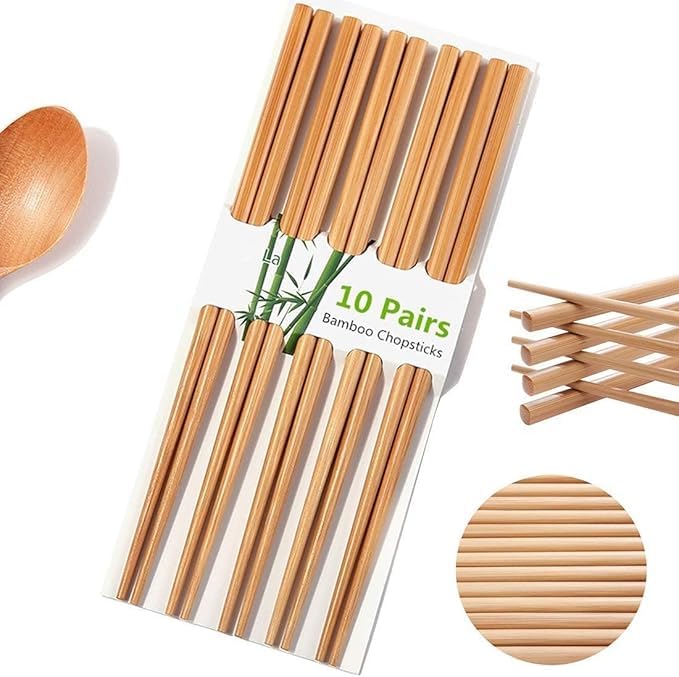 Volora 10 Pairs Chopsticks, 24cm, Reusable Japanese Chinese Chopsticks, Hot Cooking Food Set, Dishwasher Safe Food Gift Set | Food for Cooking