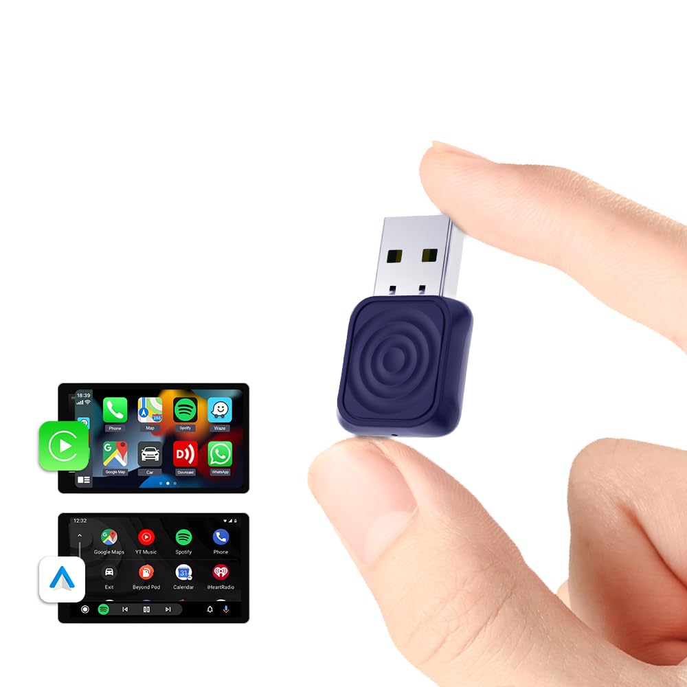 Carlinkit 2-in-1 Mini Ultra Wireless CarPlay Adapter & Android Auto - for iOS 10+/Android 11+, Convert Wired to Wireless with USB-A/Type-C, Plug & Play, 5.8G WiFi Fast & Stable Car with 2018+