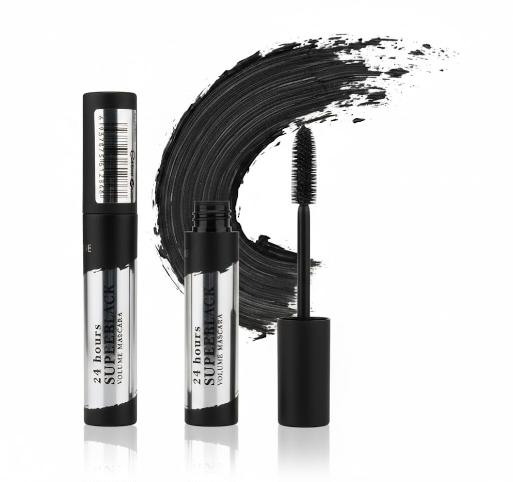 Mascara SUPE BLACK Waterproof, Volume and Length Waterproof,Extra Long Thick 5D,Lengthening,False Lash Effect