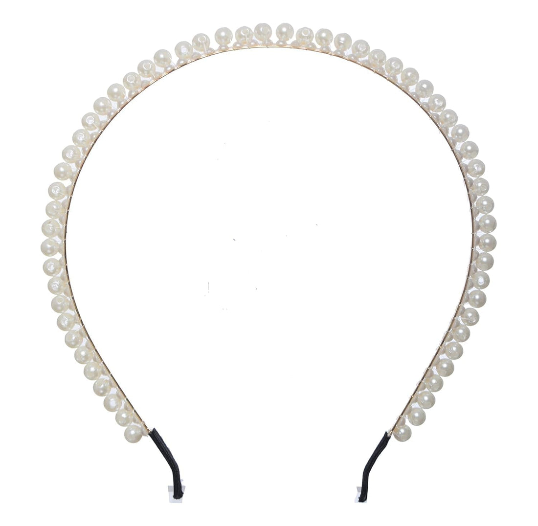 Girls Hair Styling Headband with Pearl Shapes L White-122 TH - 6