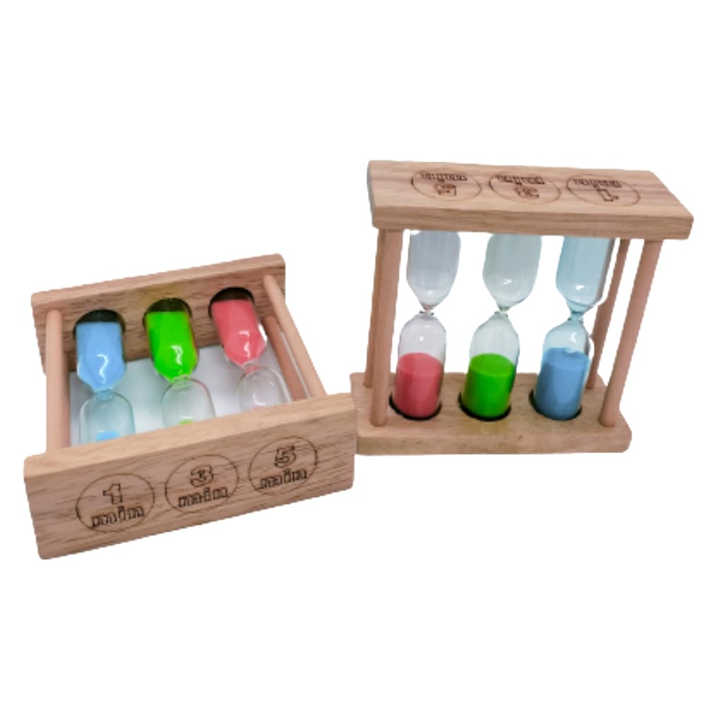 Mini Sand Watch 3 Timers, 1 3 5 Minute Sand Clock Blue Green Red Sand Clock for Kids Home Office Decor, Make Challenge Funky