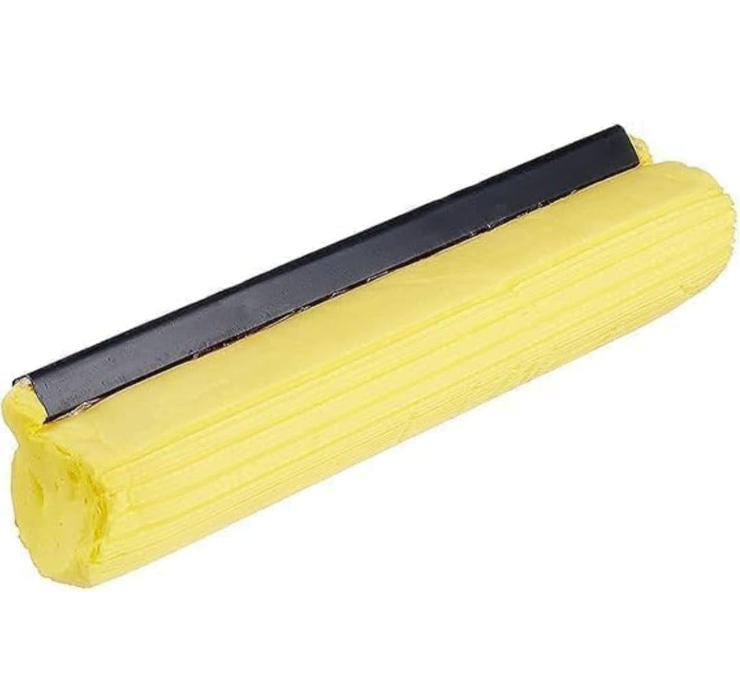 Generic Telescopic Mop Head Replacement Double Roller Cleaning Sponge Spare Mop Foam High Water Absorption Yellow (28x7cm)