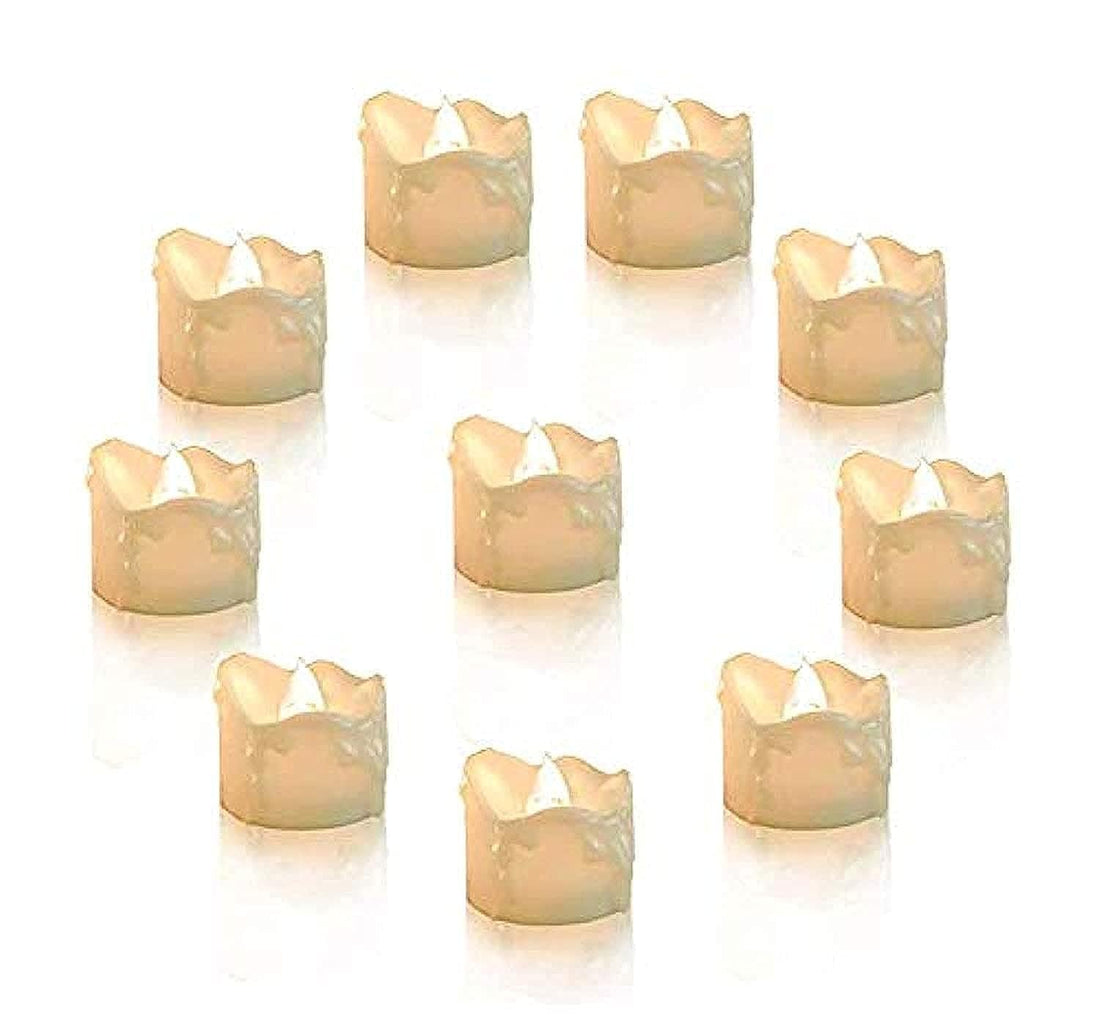 Generic Flickering Timing Function LED Electronic Flameless Battery Operated Tea Light Candle with Timer (Warm White) -24 Pieces