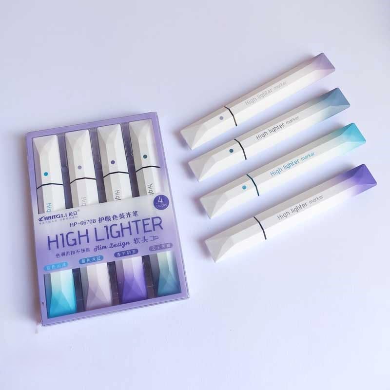 Highlighter Pens, Set of 4, Slim Design, Fluorescent Colours-toro Matshed Grapes