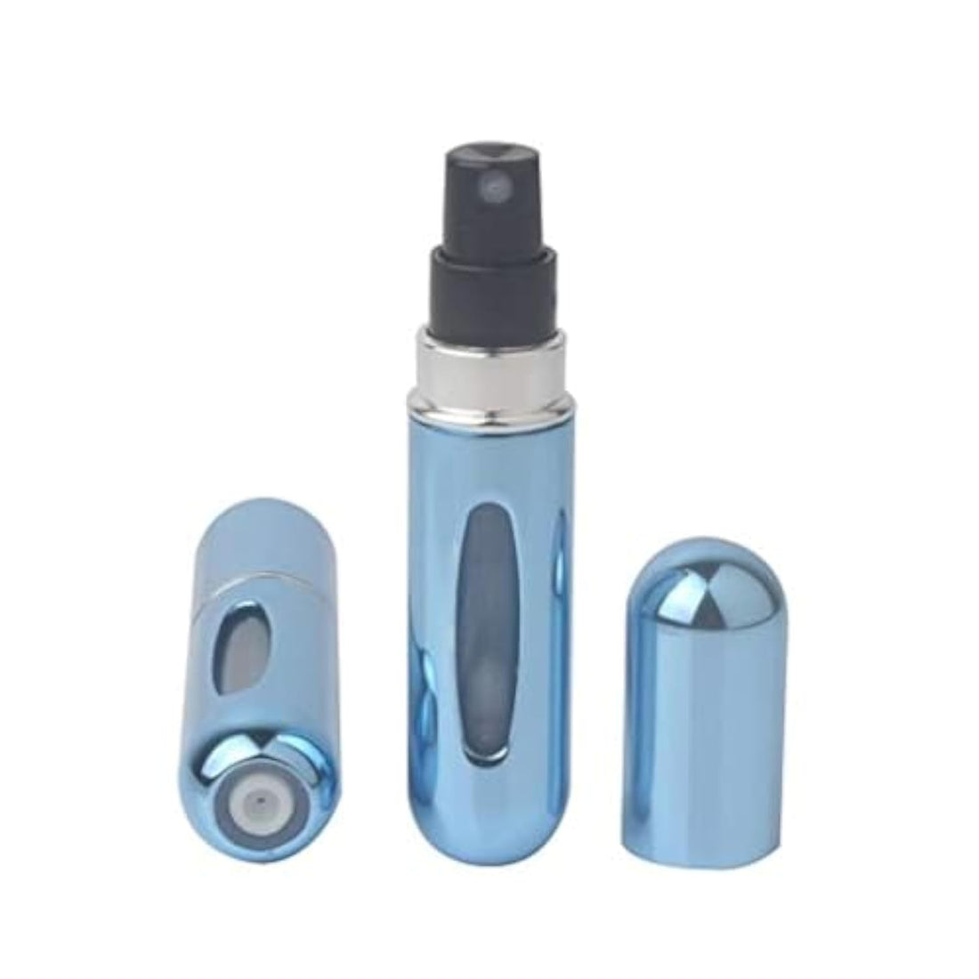 BESTPICKS Refillable Perfume Atomizer Bottle for Travel Spray Scent Pump Case- 1 piece- Bright Metallic Blue