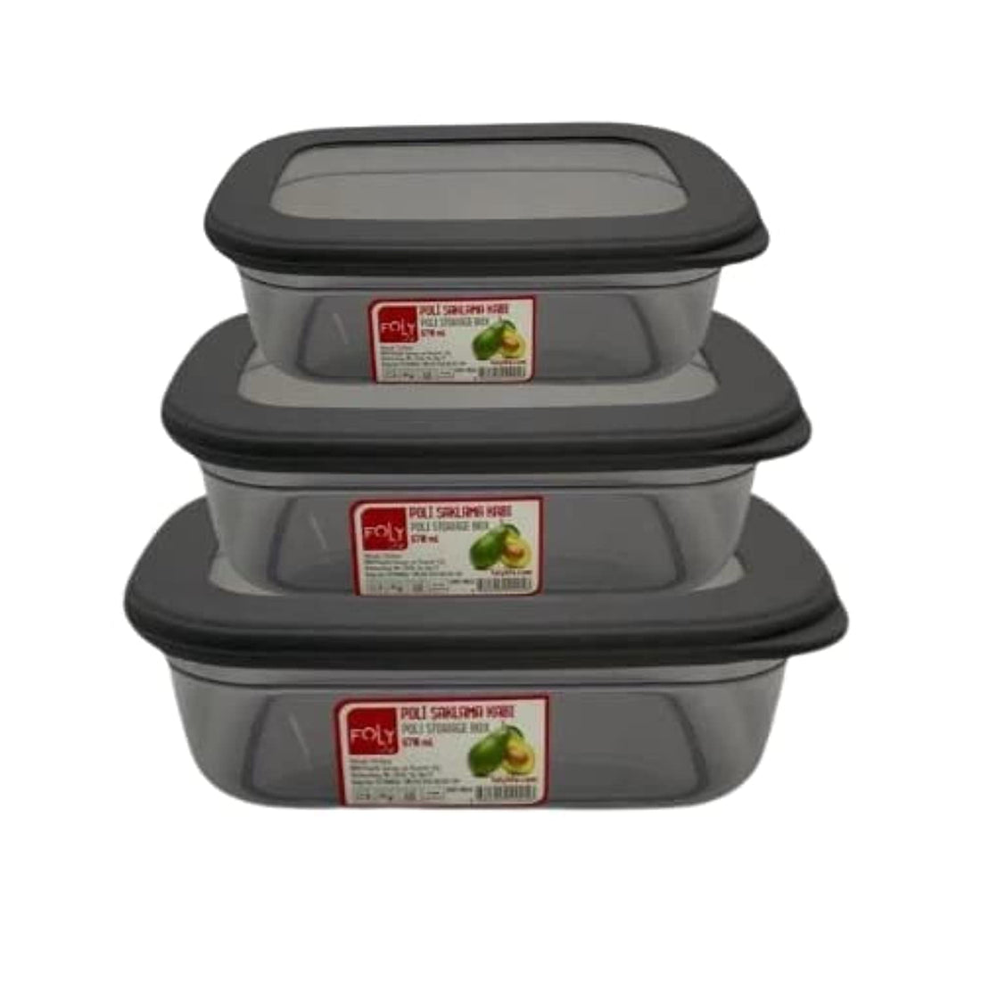 Reusable Plastic Box Container, Can be used For Food Storage, Meal Prep, Leftovers. Food Storage Set Consists of 3 Boxes Varies In The Size (1.2 Liters, 670 ML, 400 ML) Transparent Grey