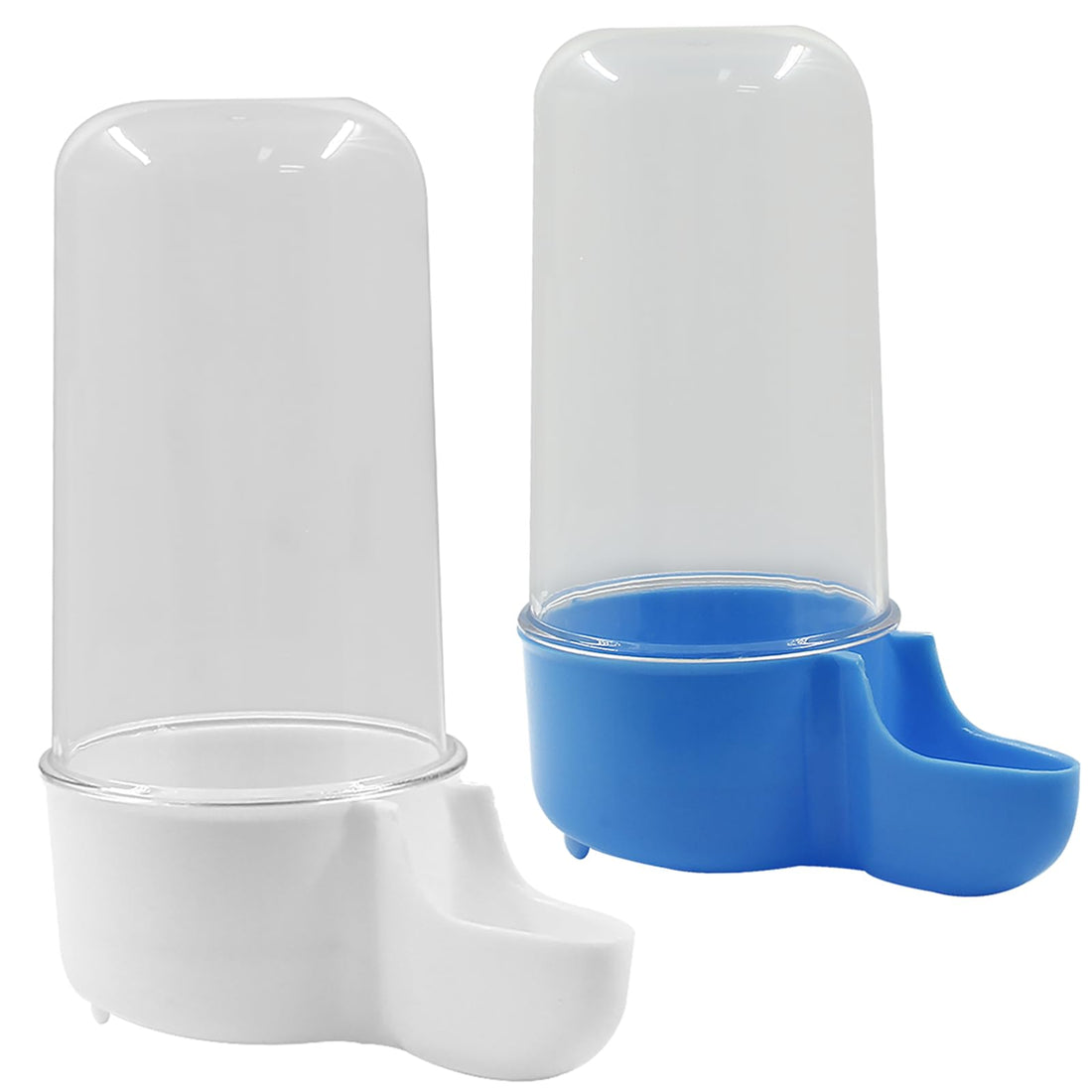 Uenhoy 2 Pcs Plastic Parrot Drinker Water Feeder Food Dispenser for Cage Watering Supplies - Parakeets, Budgie, Lovebirds, 200ml/6.76 fl oz