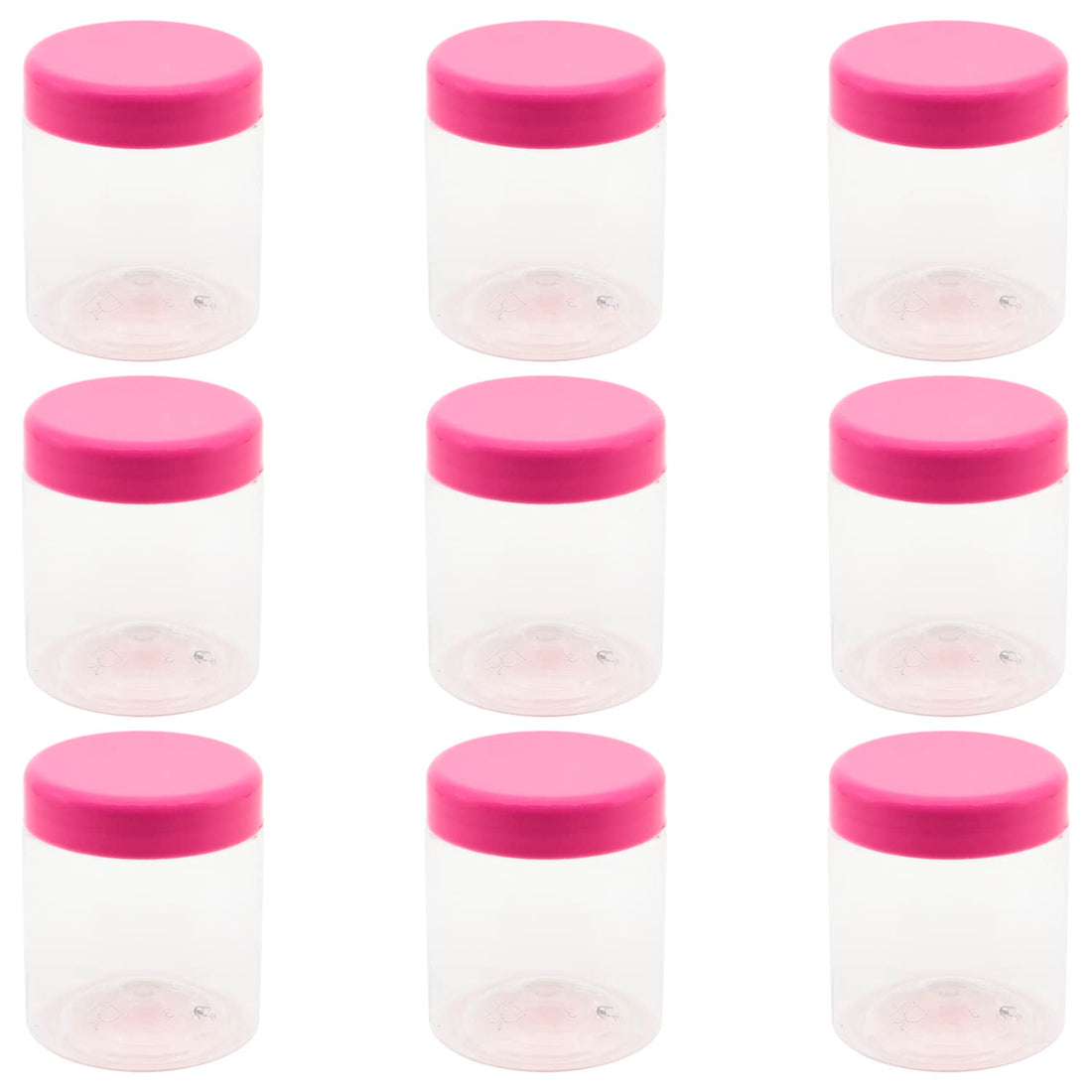 12 Pieces Clear White Plastic Jar 12 Pack 200ml Empty Jars with Lid Pink - High Quality Healthy Plastic Refill Any Products Travel Containers Empty Round Tins - From artistic