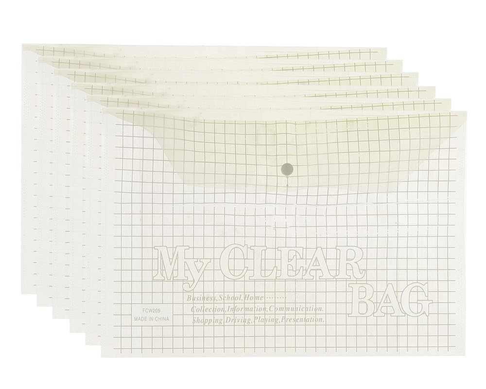 3A FC209-6 Plastic Paper Binder 6.5 Micron 24 * 35 cm With Clips Set Of 6 Pieces - Yellow