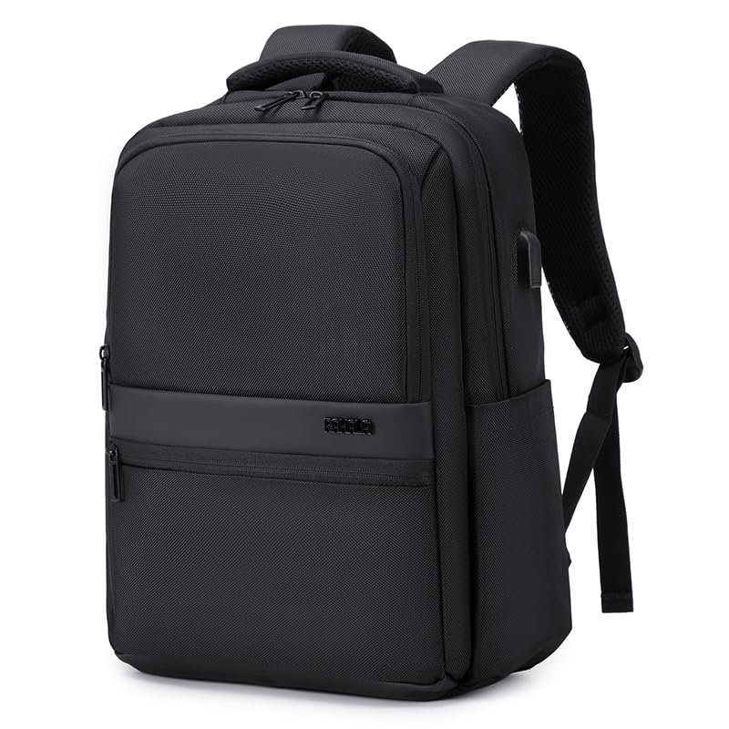 Rahala 22L Laptop Backpack for Travel & Business, Water-Resistant Carry-On Bag with USB Charging Port – Fits 15.6” Laptop – Black (RAL503)