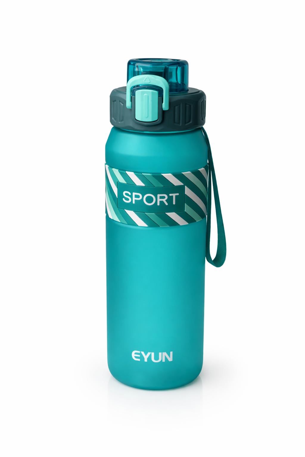 1000ml Sports Water Bottle with Built-in Straw & One-Touch Flip Lock Lid, BPA Free Leakproof Plastic Drinking Bottle with Carry Strap for Gym, School, Travel & Outdoor Use (Green)