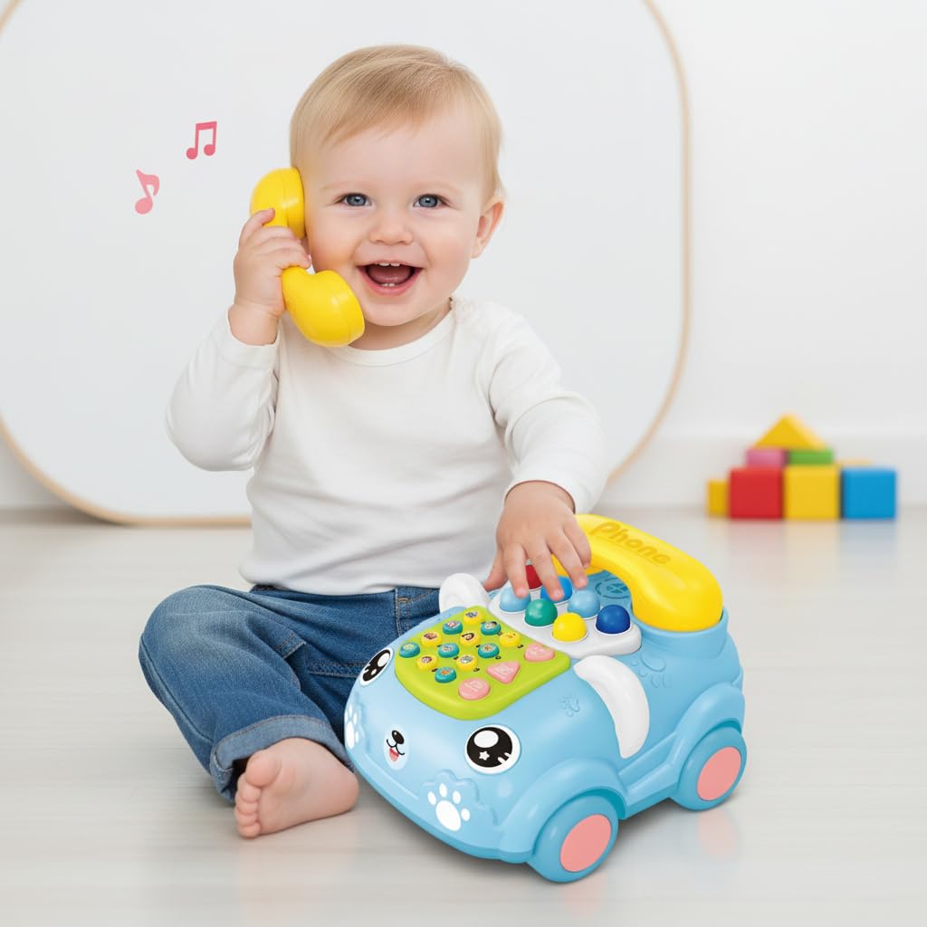 GHAZAL Montessori Educational Baby Toy Electronic Multifunction Musical Phone Car Multicolor ABS 14.5x16.5x11 CM - Multicolor