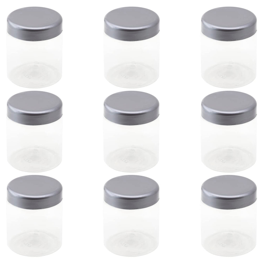Funoni 12 Pieces Clear White Plastic Jar 12 Pack 200ml Empty Jars with Lid Silver - High Quality Healthy Plastic Refill Any Products Travel Containers Empty Round Tins - by Funoni