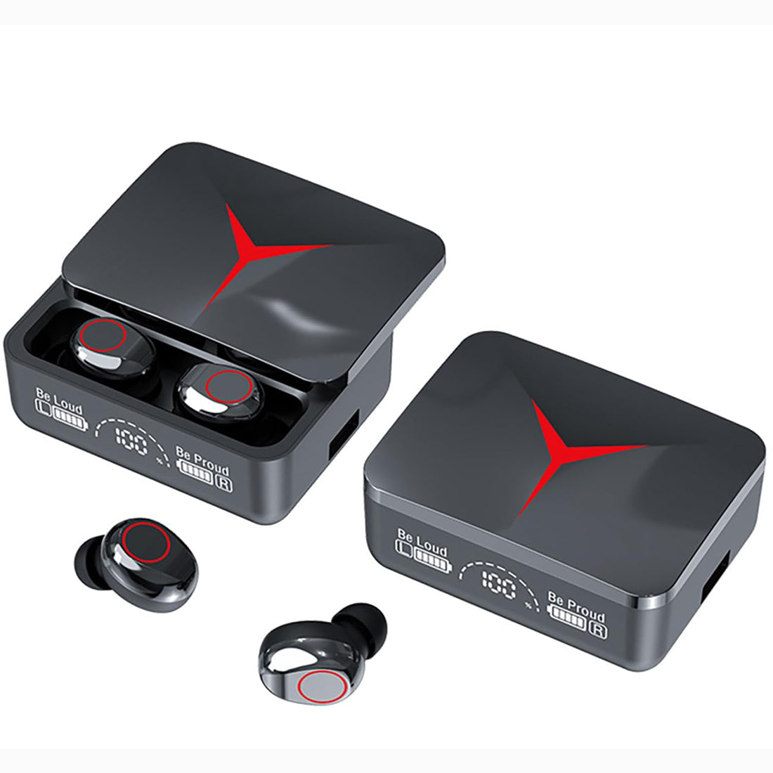 Wireless Earbuds Bluetooth 5.3 Headphones Deep Bass with Mic 140H Playtime LED Display with Charging Case IPX4 Waterproof Stereo Earphones In-Ear CVC 8.0 Noise Reduction Headset For Sport/Work M90 Pro