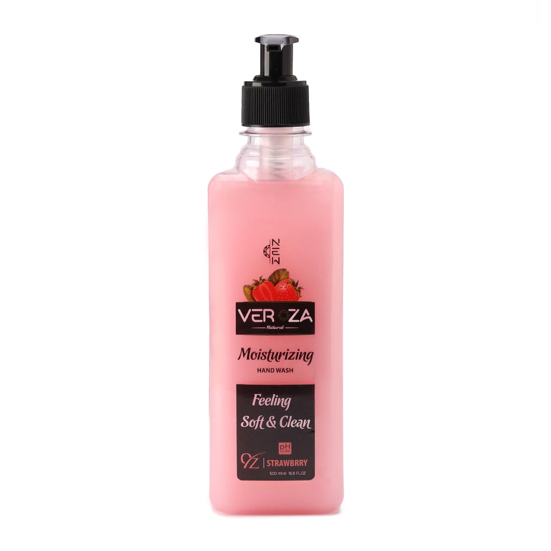 Verza Moisturizing Hand Wash, STRAWBERRY Scent, 500ml Pump Bottle, Gentle Daily Cleansing Formula
