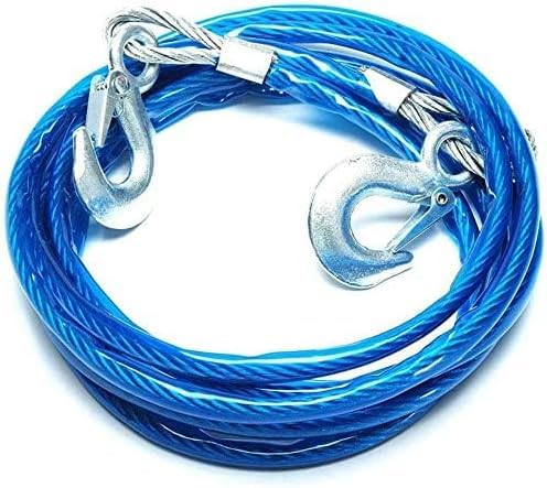 KaberMisr 2020 Car Wire Rope Steel Wire Towing Rope Tow Rope with Hooks for Car Emergency (Blue, 12ML, 4M, Bearing 7T)