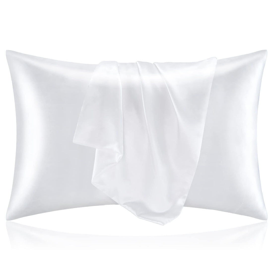 BEDELITE Satin Pillowcase for Hair and Skin, Super Soft and Cooling Similar to Silk Pillow Cases 2 Pack with Envelope Closure, Gift for Women Men(20"x30" Queen Size, White)