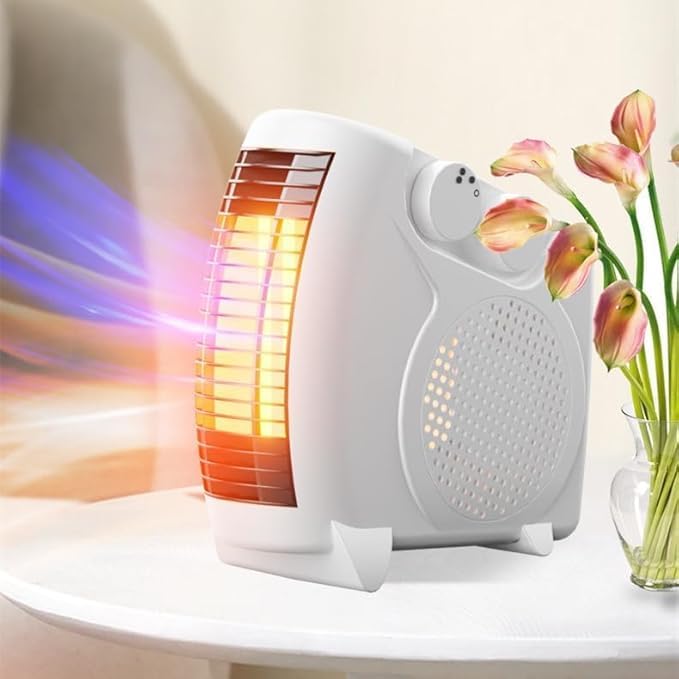 Compact Electric Heater & Fan 220V – Portable Room Heater and Cooler for Home Office Small Spaces with Overheat Protection Adjustable Thermostat Quiet Operation
