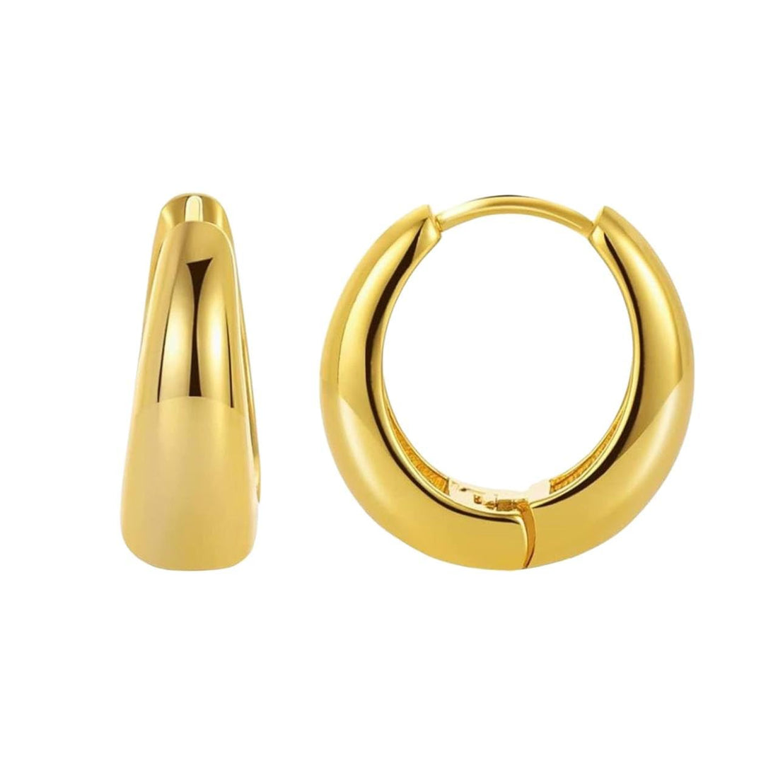 Gold Tiny Cuban Chain Link Huggie Hoop Earrings for Women Thick Chunky Huggie Earrings Waterdrop Dangle Hoops Minimalist