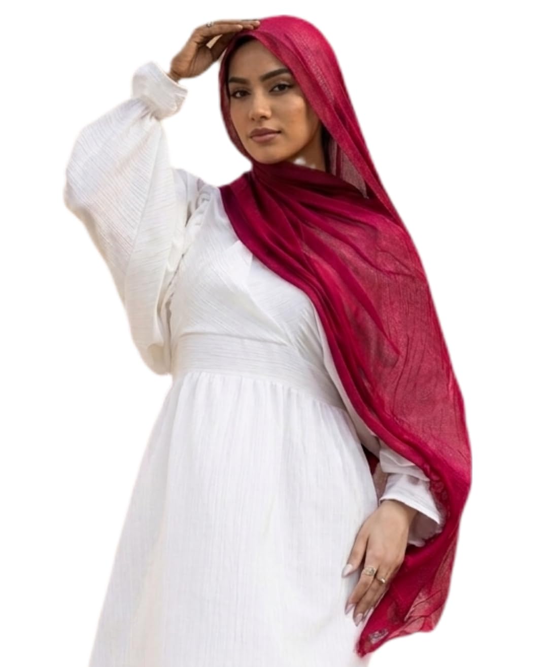 Women's Pure Cotton Scarf, Solid Colour Hijab, Soft & Lightweight Everyday Wrap, 75x200cm