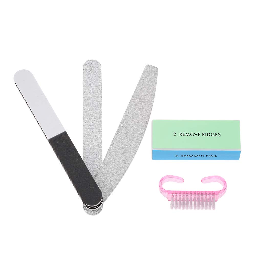 Nail Art Set with Buffer File, Block Brush - 5 Pieces