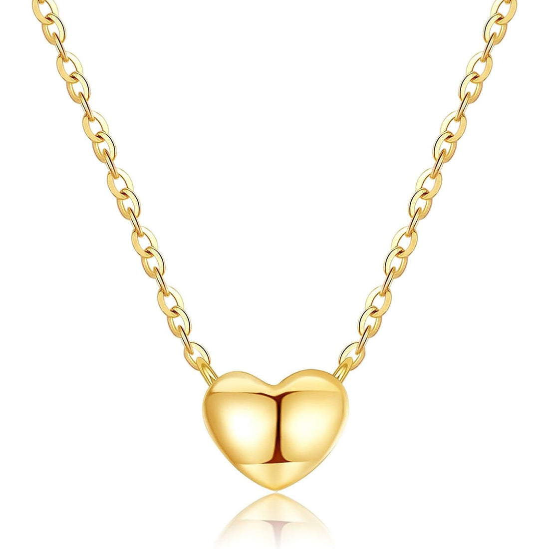 Julia Store 18K Gold Plated Stainless Steel Best Seller Love Delicate Deluxe Elegant 3D Heart Pendant Necklace Dainty Gold Heart Necklace for Women
