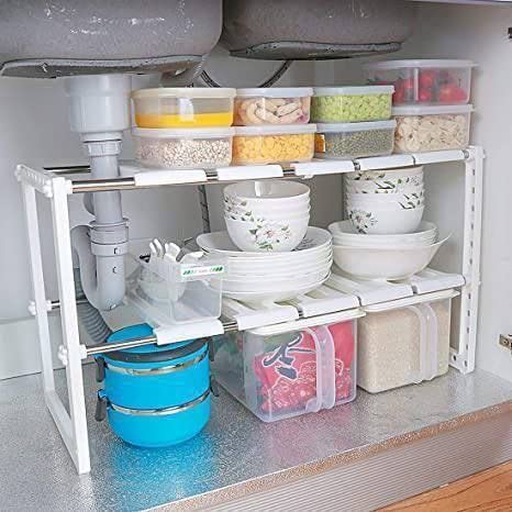 Under-Sink Rack Multi-Use Kitchen Storage Rack Rack Ovens Kitchen Under Sink Storage Handy Kitchen Utility Utility Metal Stands 20 Inch to 70 Inch GR-D