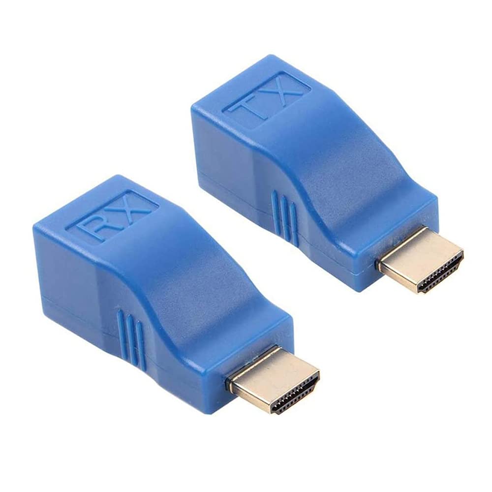 LDOC HDMI Extender Adapter, HDMI to RJ45 Ethernet Network Converter Over by Cat5-e/6 Cable Splitter 1080p up to 30m/98ft Repeater for HDTV HD TV DVD PS4 STB, 100 Feet
