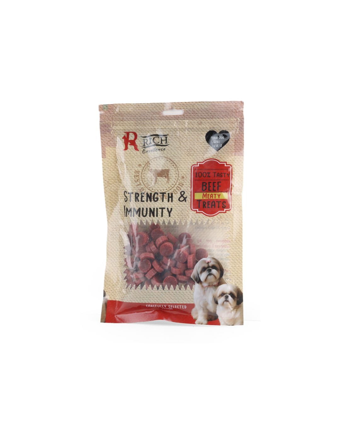 RIich Exellence Dog Soft Treats, Beef Meety Coins, 100g FROM PATS ZONE (BAKE OF 1)