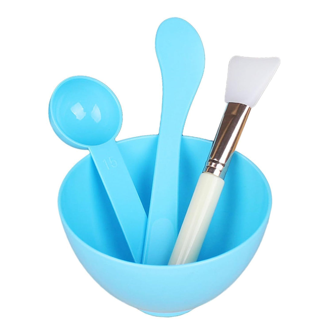 LALA Makeup and Face Mask Kit at Home, Blue Face Brush, Spoon and Stick - Multicolor