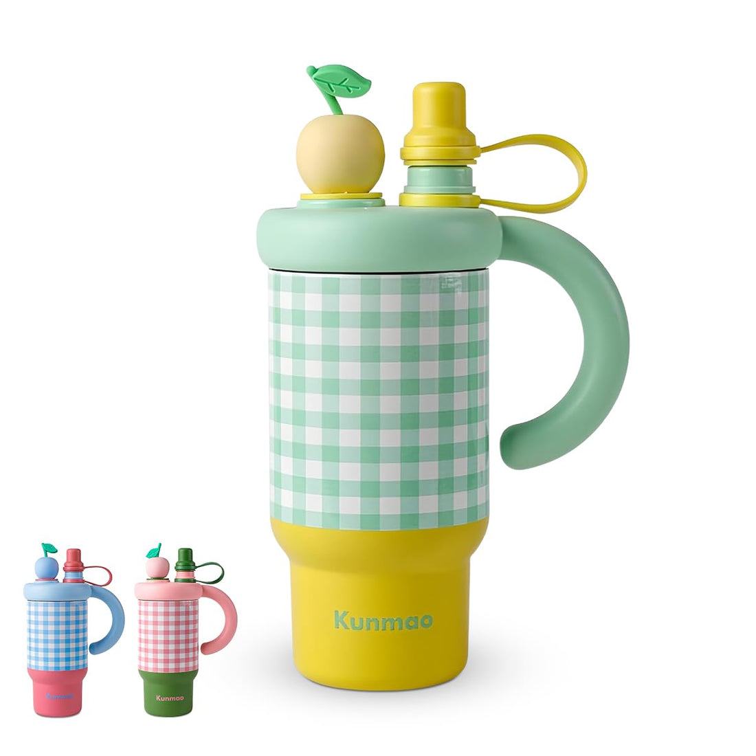 Water Bottle 800ml - Stainless Steel Double Wall Tumbler with Straw and Handle, Leak Proof Travel Mug for Hot and Cold Drinks, BPA Free Lid, Tea Strainer Cup, F-1531 (Green)