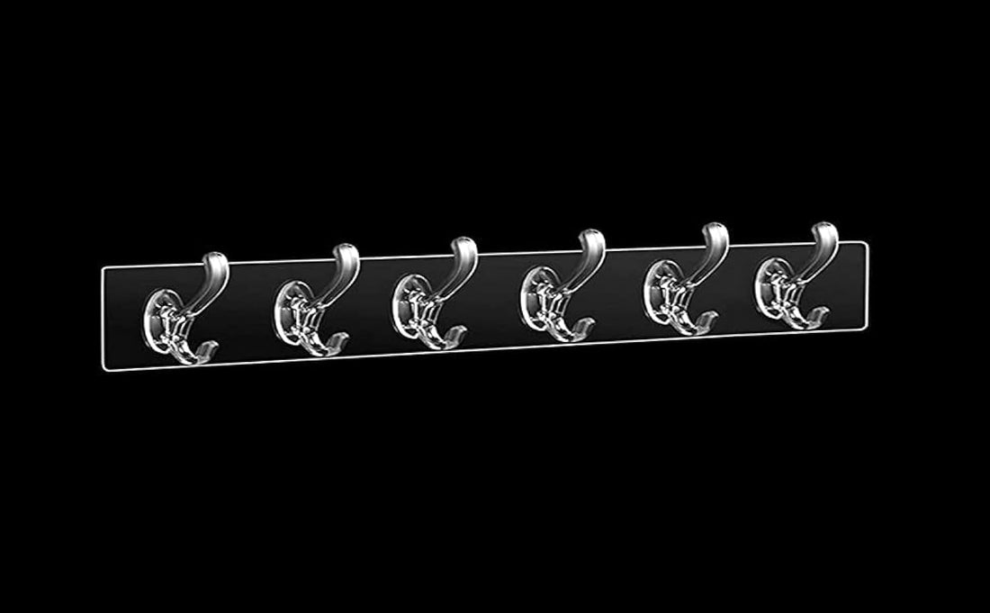 XML Wall Hooks Hanger for Hanging Clothes Strong Self Adhesive Magic Sticker Home Kitchen Bathroom Bedroom Door Organizers Accessories Items (TRANSPARENT-6-HOOK-HANGER)