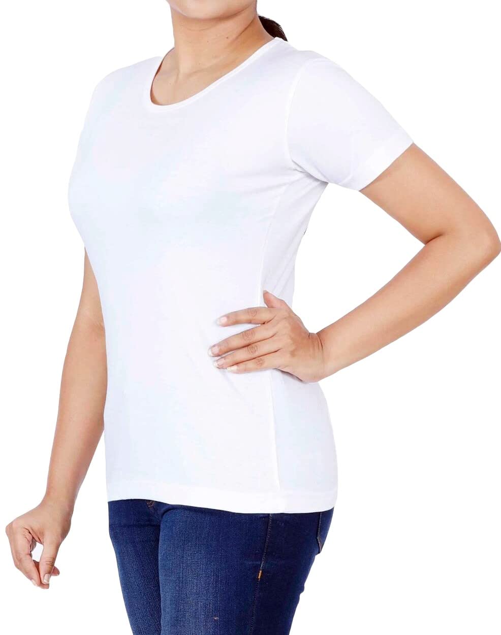Round Neck Short Sleeve Cotton Basic Undershirt For Women