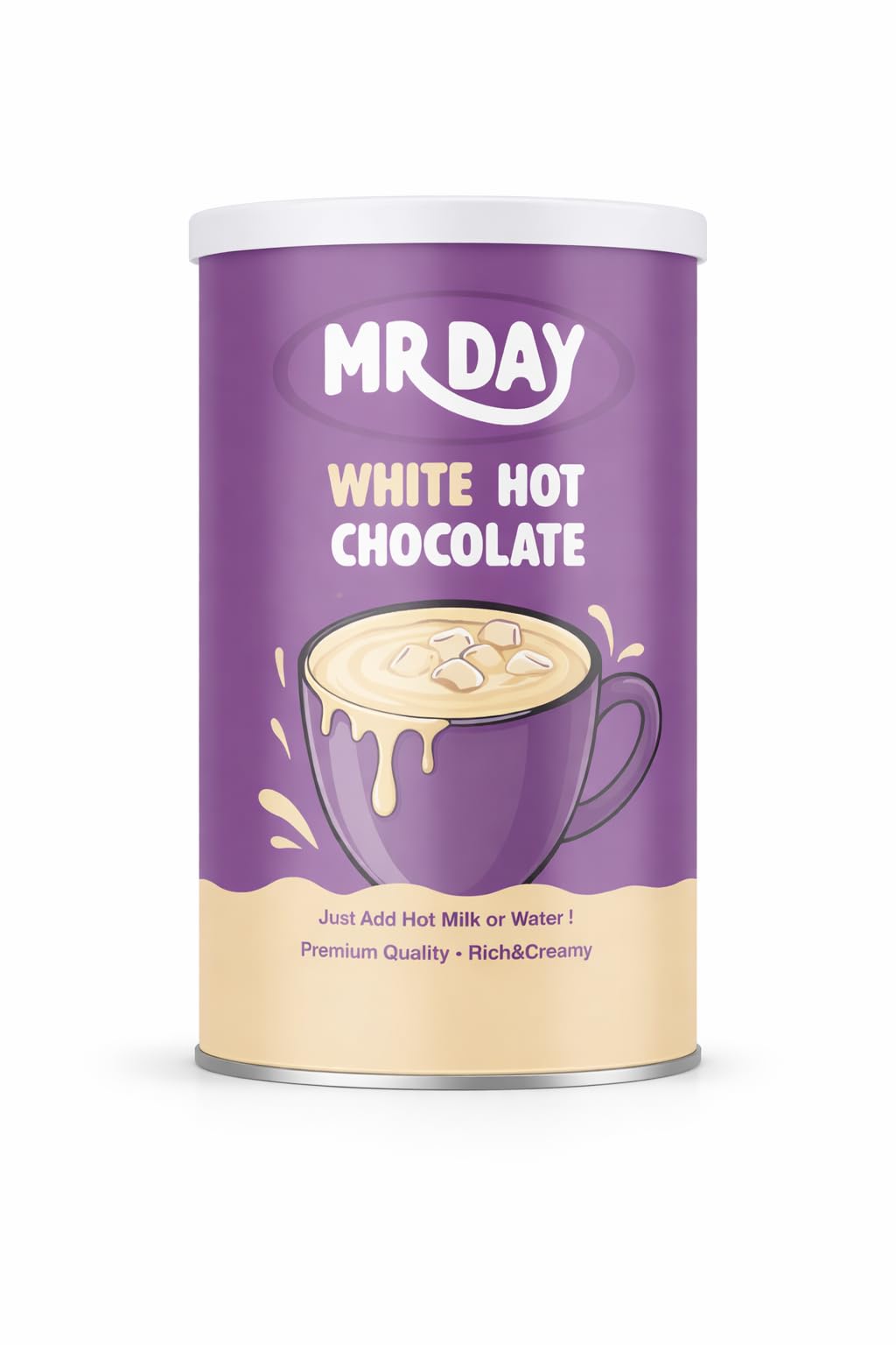 Mr. Day White Hot Chocolate, Premium White Chocolate Powder, Rich and Creamy, 180g
