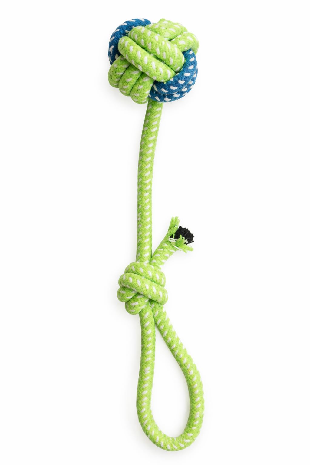 Rope Dog Toy with Knotted Ball, Green and Blue, Durable Pet Chew Toy for Interactive Play