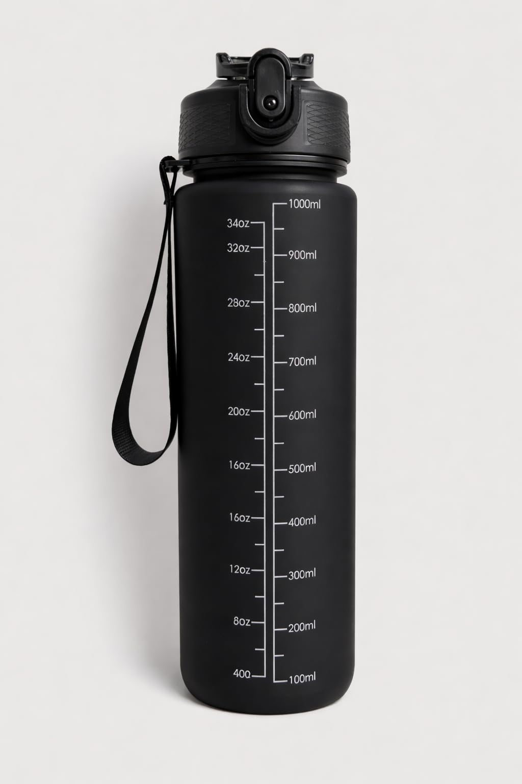 1L Water Bottle with Straw, Motivational Sports Water Bottle with Time Marker, BPA Free Tritan Drink Bottle for Girls Boys Fitness Outdoor Cycling (Black)