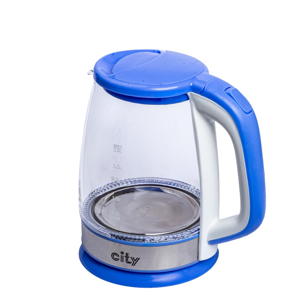 City Glass Electric Kettle 2.2 Liter T130137Z-001 (Blue)