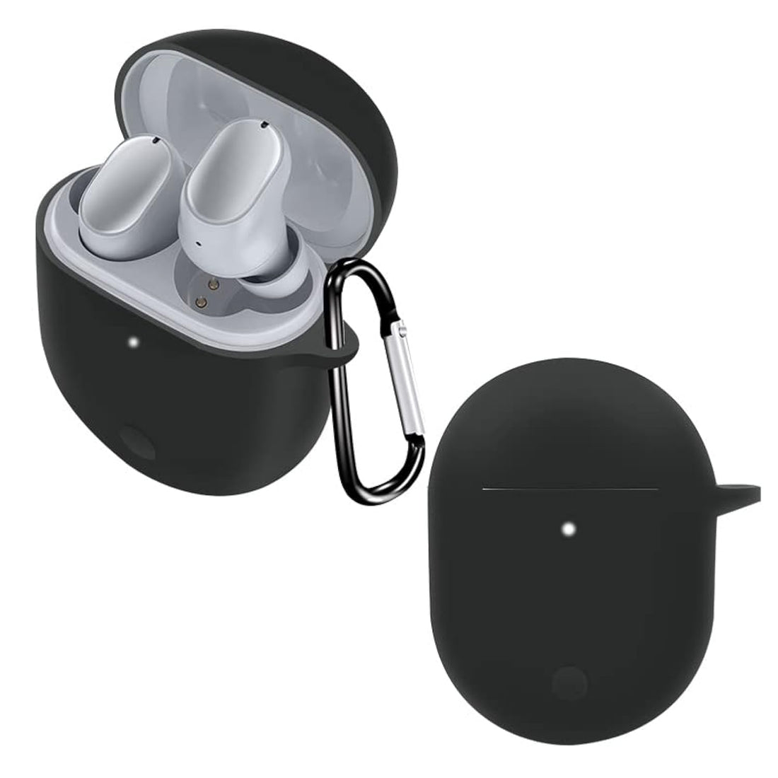 Dl3 Mobilak Silicone Case Compatible withXiaomi Redmi Buds 3 Pro/Airdots 3 Pro Earbuds, Soft Silicone Protective Case Cover, Shockproof Sleeve with Carabiner (Black)