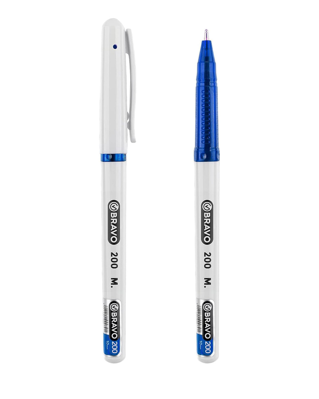 Bravo 200 high Quality Ball Pen Set of 10 Pens blue ink 1m For Office, School and Home - Multi Color