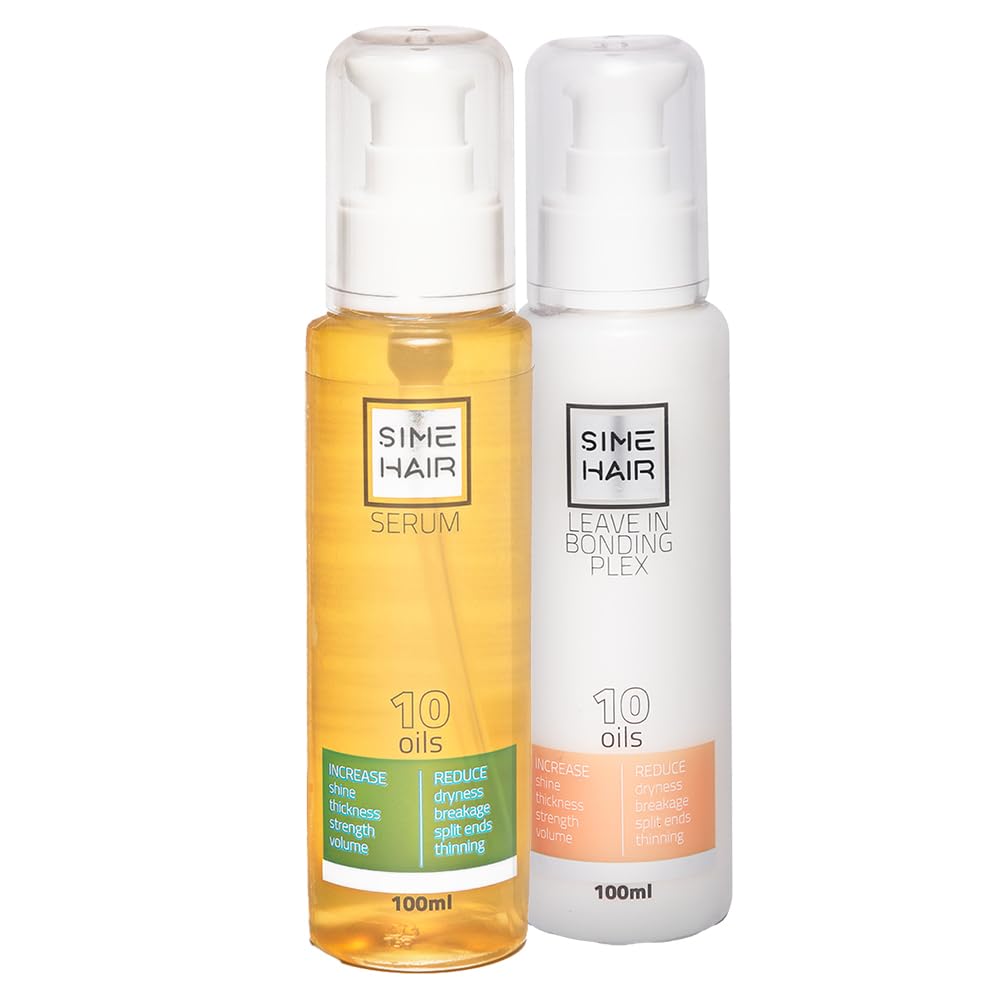 SIME HAIR leave-in hair serum + leave in bonding cream 100ML each with 10 natural oils blend and keratin for frizzy & dry hair, damage control formula