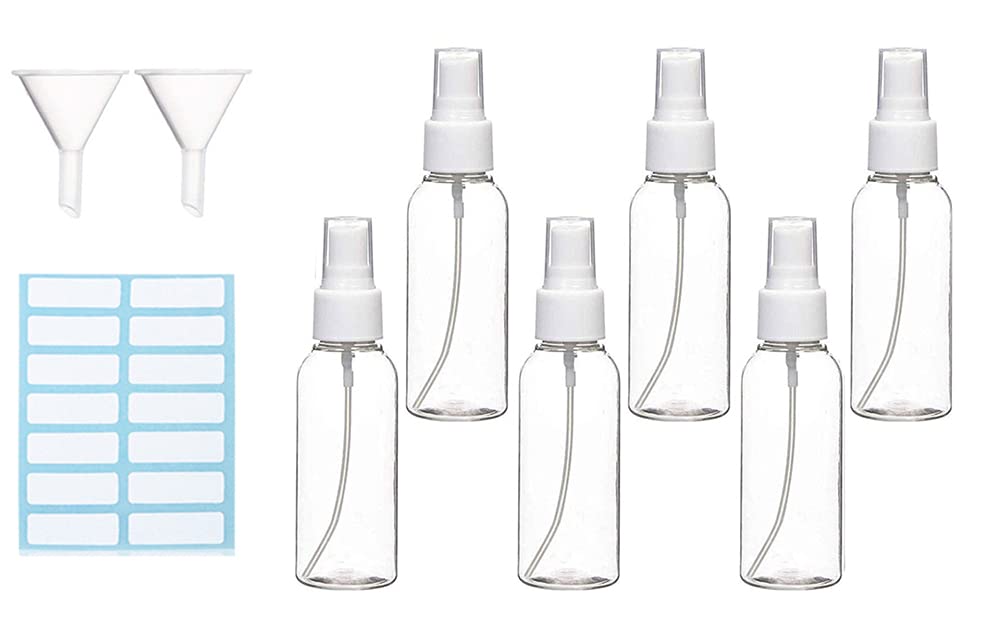 DELFINO Spray Bottle, Small Empty Clear Fine Mist Spray Bottles Plastic Travel Bottle Set Refillable Liquid Containers for Make Up Cosmetic Hair 50 ml