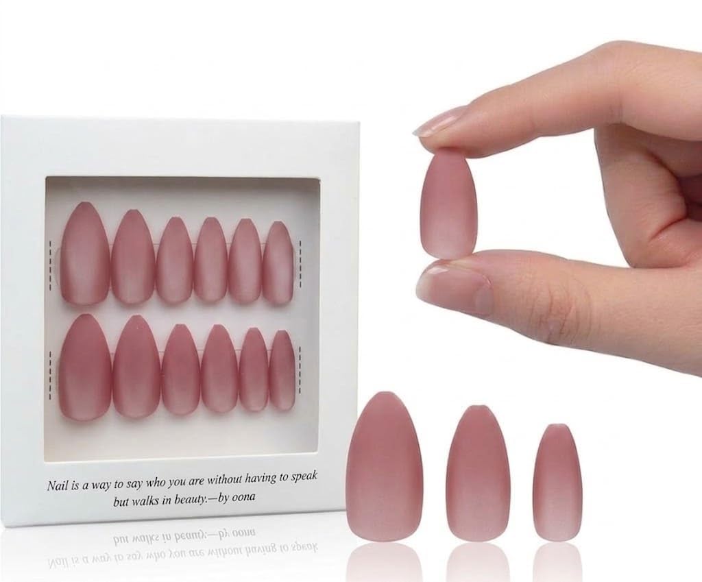 12pcs Gel Press On OVAL Nail False Nails Full Cover Artificial Fake Nail Art Tips- Comes With 1 SHEET DOUBLE FACE (N9)